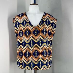 Finn & Grace Aztec v-neck sleeveless top Women Size Small